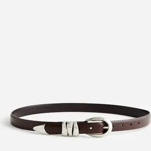Madewell Brown Leather Belt with Silver Buckle